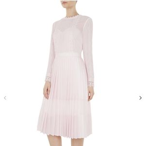 Ted Baker Looez Lace Trim Dress, Pink Nude Size 6-8